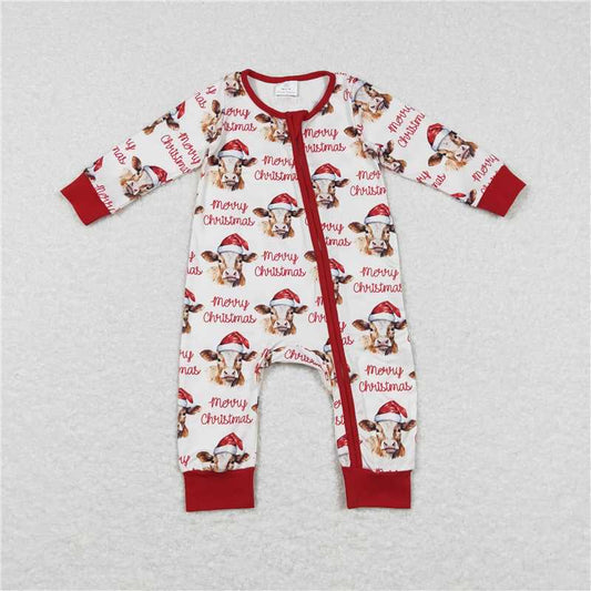 RTS LR0739 Long-sleeved zippered jumpsuit with cow head and letters