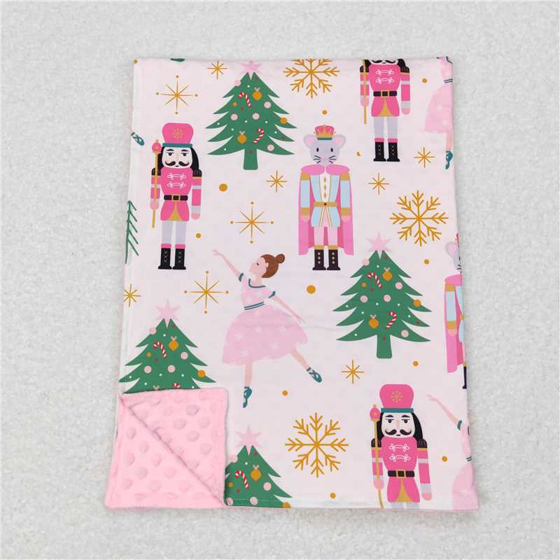 USA Shop (in stock)BL0086 Baby Kids Girls Christmas Pink Soldier Minky Blankets