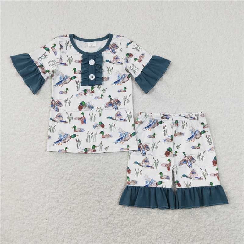 GSSO0548Short sleeves duck top shorts girls pajamas