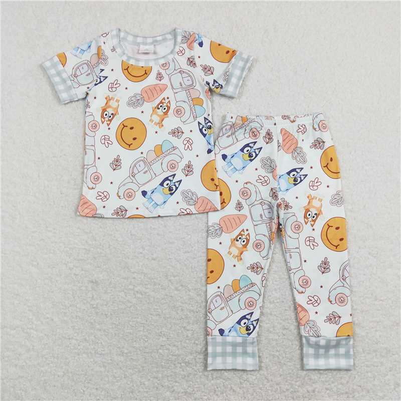 BSPO0301 Baby Boys Easter Dog Carrots Shirts Pants Pajamas Clothes Sets