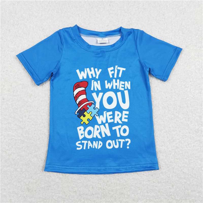 BT0479 Baby Boys Dr Reading Blue Short Sleeve Tee Shirts Tops