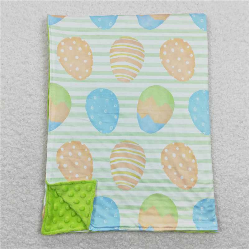 BL0102 Baby Boys Easter Green Eggs Minky Blankets