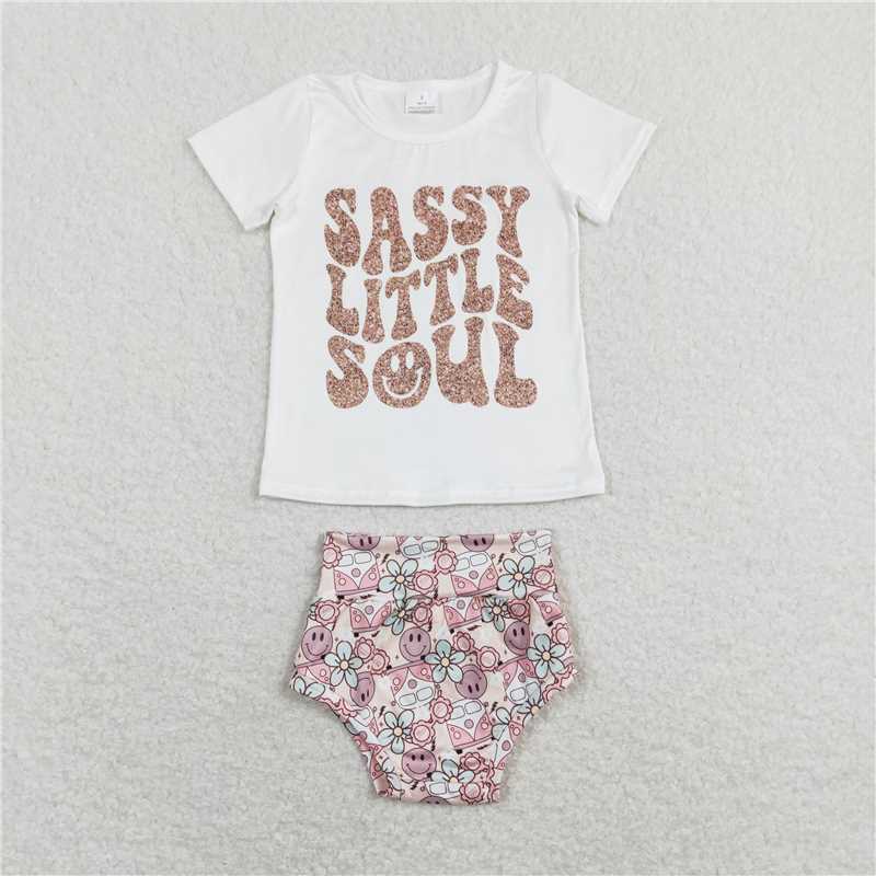 GBO0207 Baby Girls Infant Summer Sassy Little Soul Bummies Clothes Sets