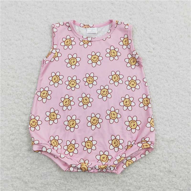 SR0574 Baby Infant Girls Flowers Summer Sleeveless Rompers