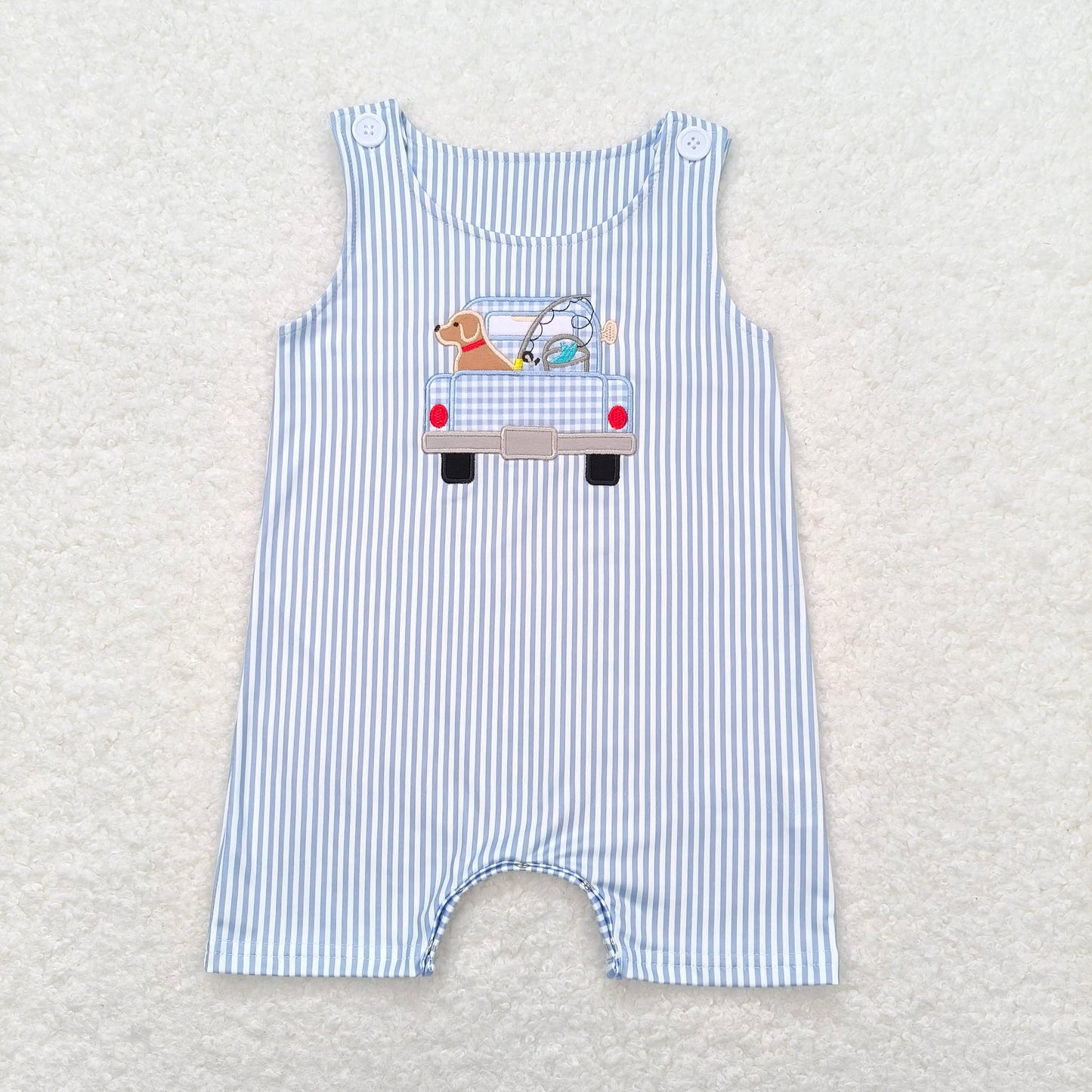 SR1170 Baby Boys Dog Fishing Sibling Rompers Clothes Sets