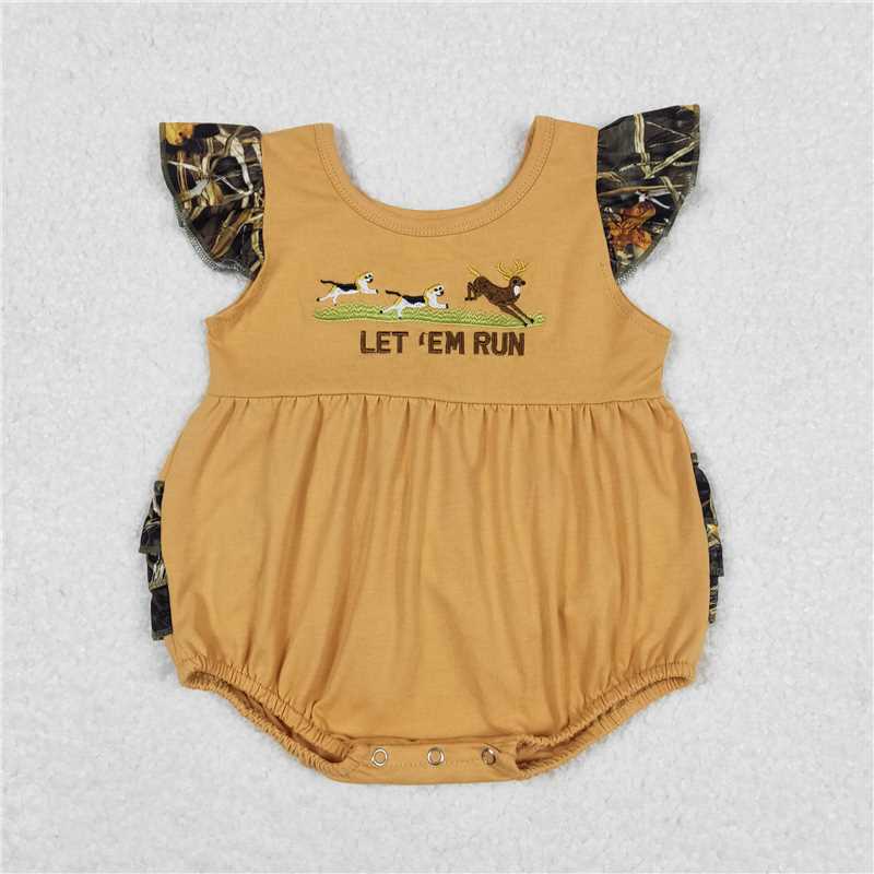 SR1219 Baby Girls Boys Dog Hunting Deer Sibling Camo Shorts Clothes Sets