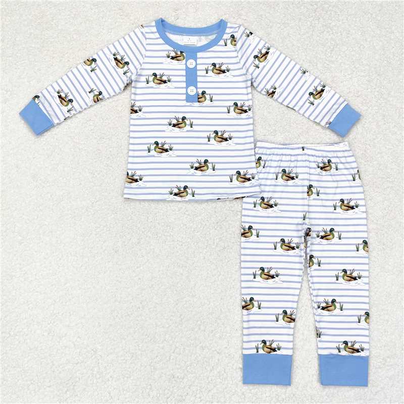 BLP0554Light blue stripe duck kids boys pajamas