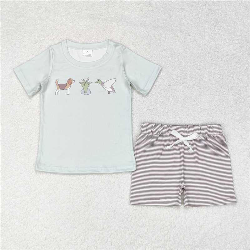 BSSO0980 Baby Boys Short Sleeve Dog Duck Top Shorts Clothes Sets