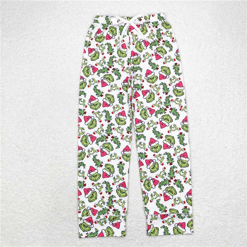 P0542 3 Colors Adult Women Christmas Green Face Bottom Pants Pajamas