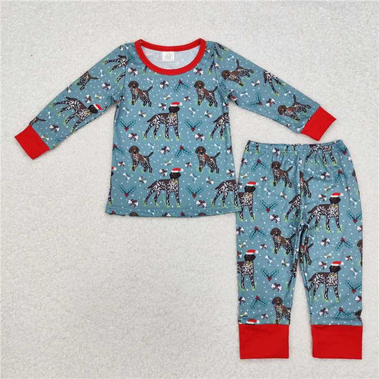 BLP0850Christmas hat dog kids boys bamboo pajamas