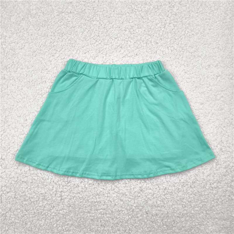 12.25 RTS NO MOQ (In stock)Matching GLK0069 Baby Girls Green Pocket Cotton Skorts Skirts