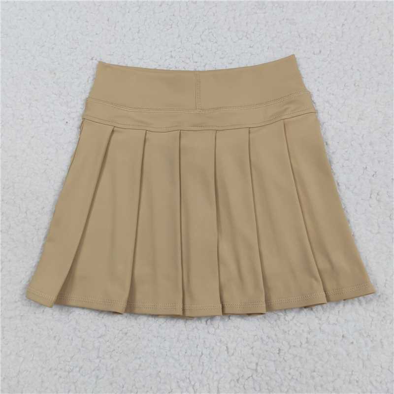 12.24 RTS NO MOQ (In stock)Matching GLK0123 Baby Girls Khaki Yoga Skorts Pleated Skirts Bottom