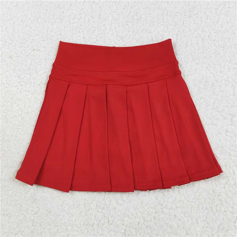 12.24 RTS NO MOQ (In stock)Matching GLK0125 Baby Girls Red Yoga Skorts Bottom Pleated Skirts