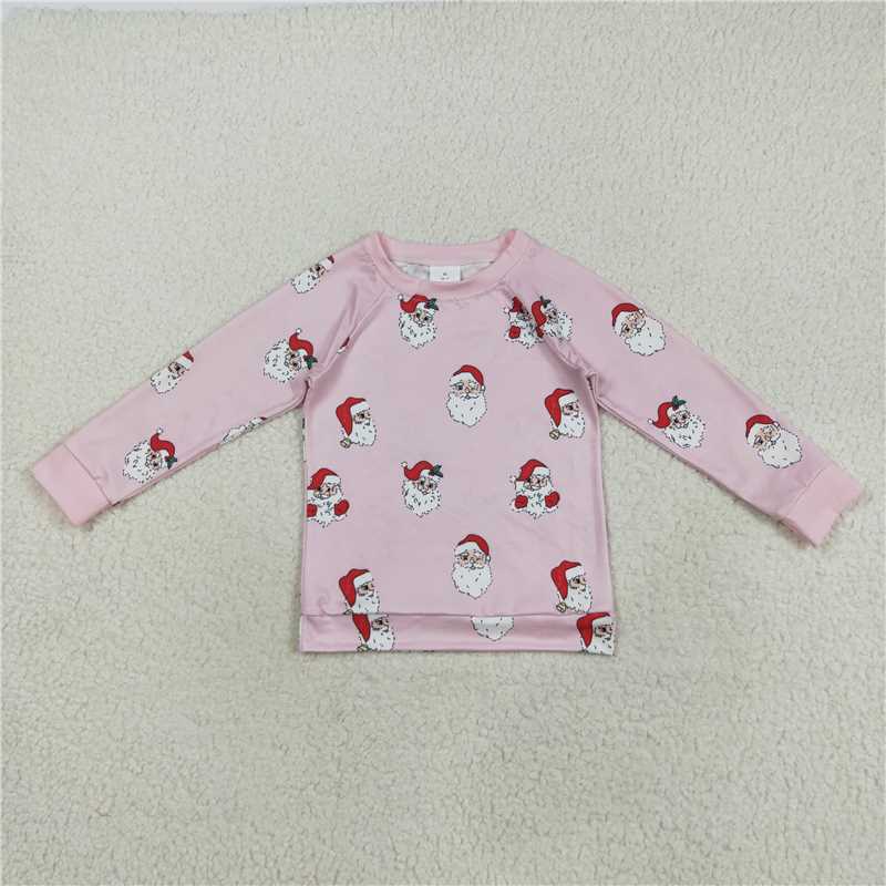 11.19 RTS NO MOQ (In stock)GT1111 Baby Girls Pink Santa Snowflake Christmas Tee Shirts Top