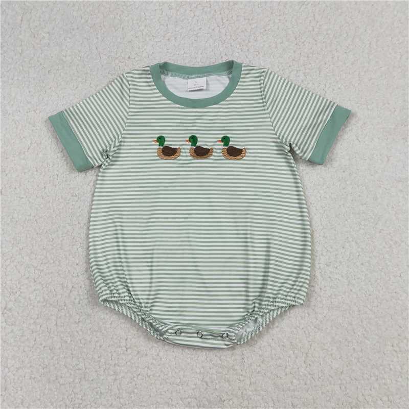 USA Warehouse (IN STOCK) SR3531 Short sleeves stripe duck baby boy summer romper