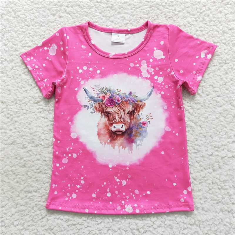 GT0226 Vintage sould floral tape short sleeves baby girls shirt
