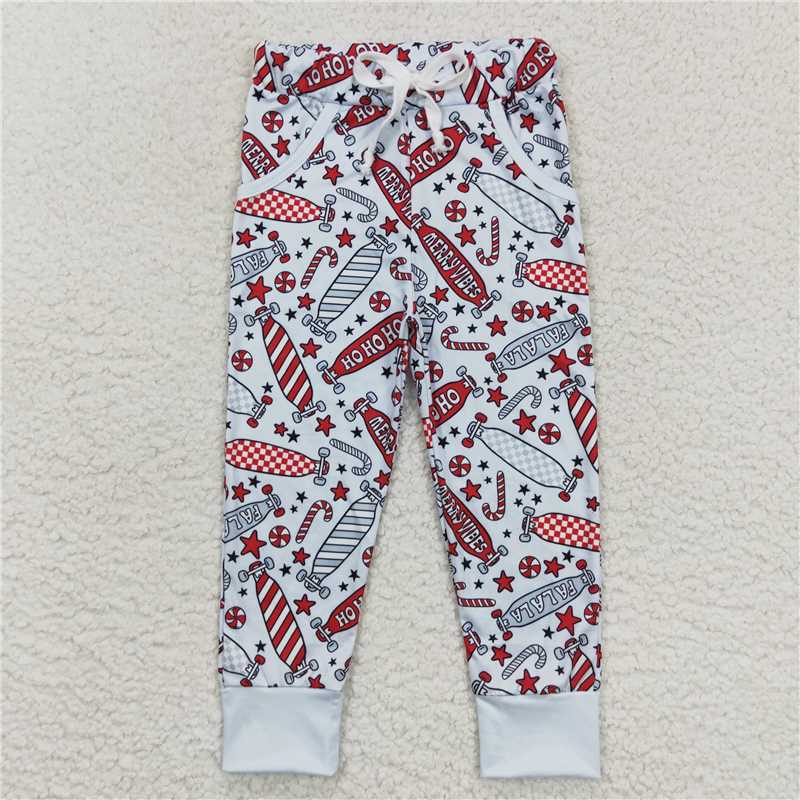 P0287 Baby Boys Red Scooter Christmas Pants