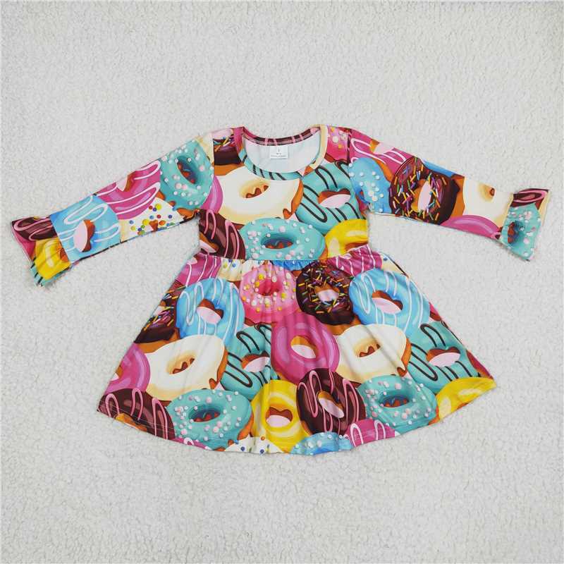 9.18 RTS NO MOQ(In stock)G6-11/ Baby Girls Winter Dress Colorful swimming ring long sleeve dress