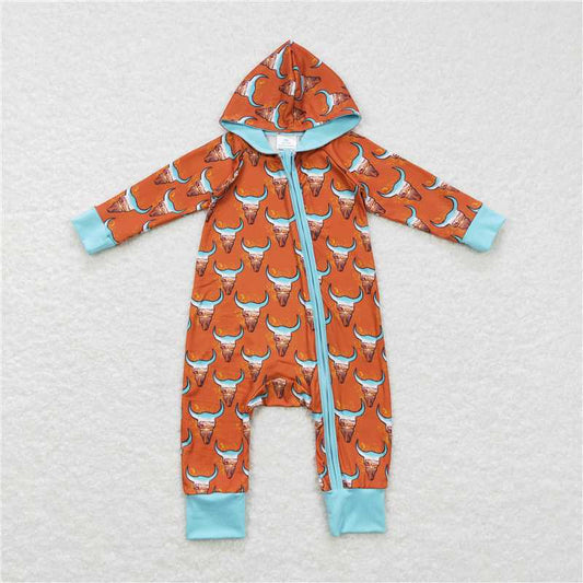 RTS LR0703 Alpine Bullhead Yellow Brown Blue Hooded Zipper Long Sleeve Bodysuit