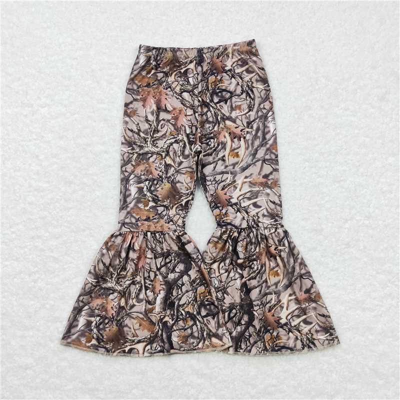 USA Shop (in stock)P0309 Baby Girls Camo Deer Hunting Bell Bottom Flare Pants
