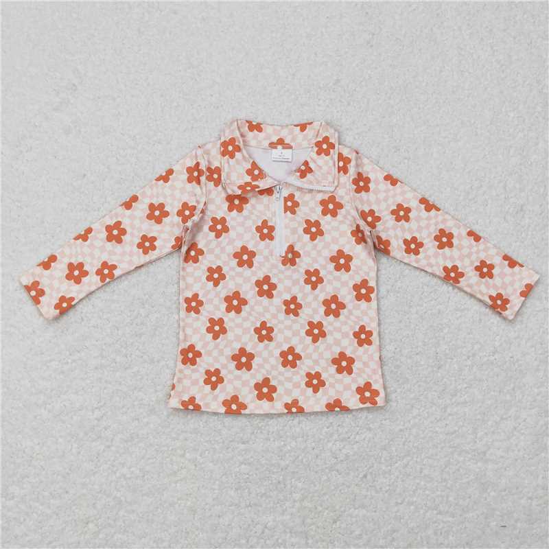 GT0362 Baby Girls Kids Boutique Long Sleeve Zip Pullovers Tops
