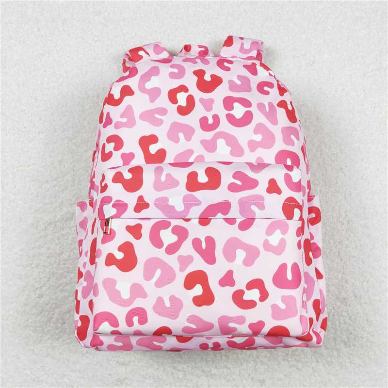 BA0143 Baby Kids Girls Valentines Pink Leopard Back Bags