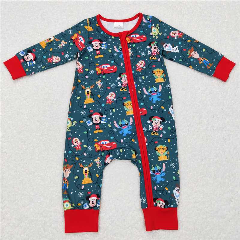 RTS LR0782 Cartoon character Stitch lion snowman zipper long-sleeved jumpsuit