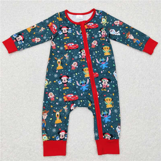 RTS LR0782 Cartoon character Stitch lion snowman zipper long-sleeved jumpsuit