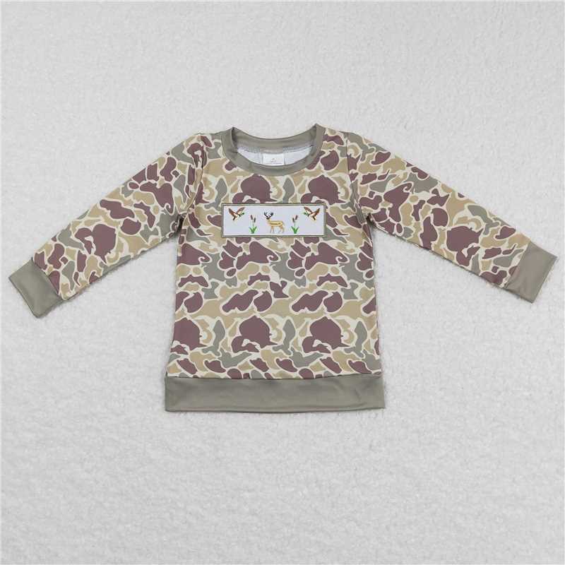 BT0378 Baby Boys Camo Deer Duck Hunting Long Sleeve Shirts Tops