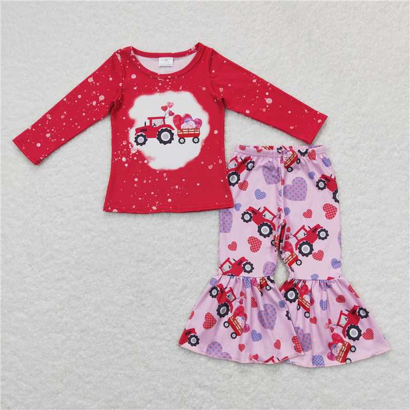 GLP0902Heart truck bleached top pants girls valentine's outfits