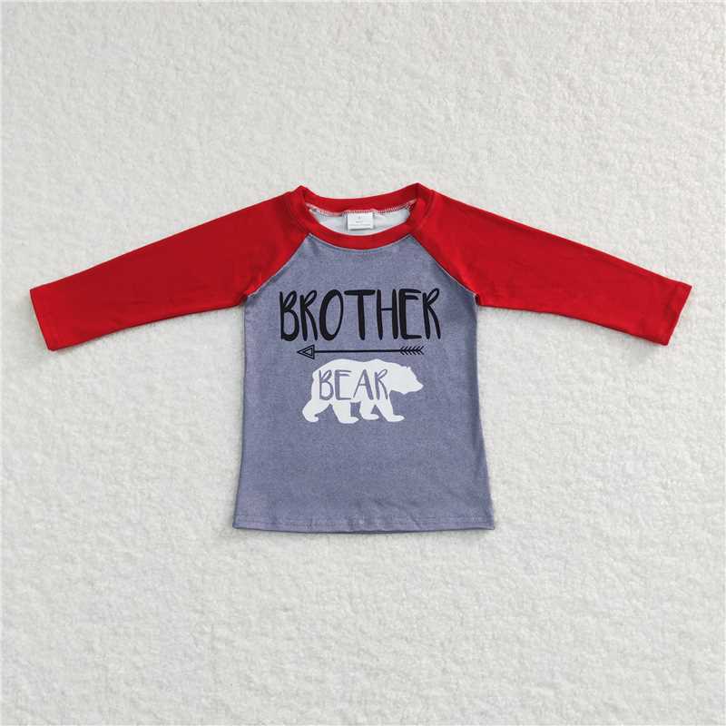BT0449 Baby Boys Brother Bear Long Sleeve Christmas Tee Shirts Tops