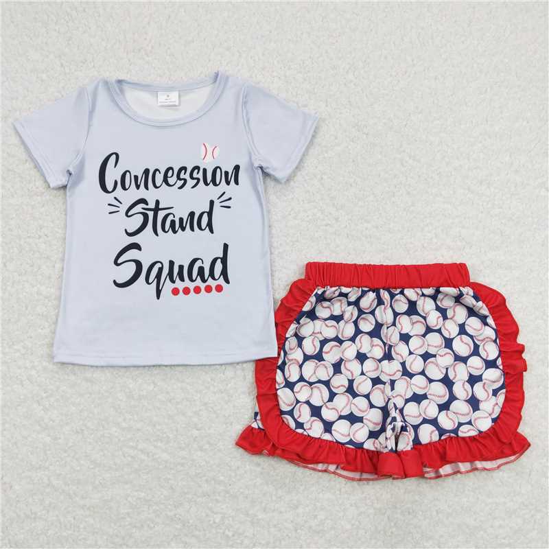 GSSO0484Concession stand squad top baseball shorts girls clothes