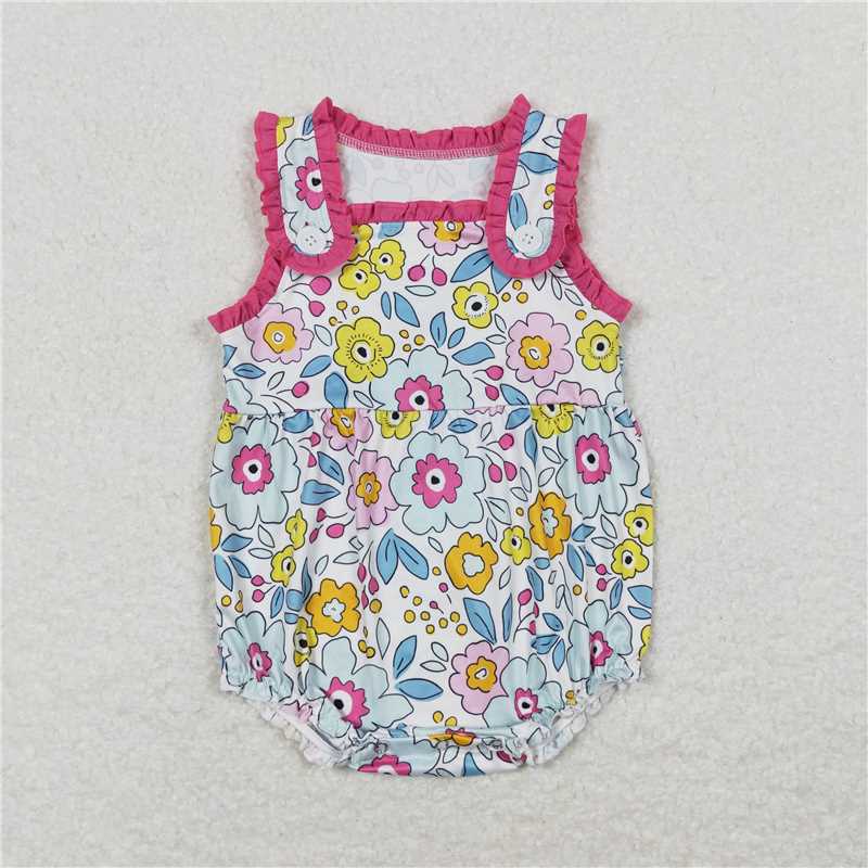 SR0978 Baby Infant Girls Strawberry Red Checkered Straps Summer Rompers