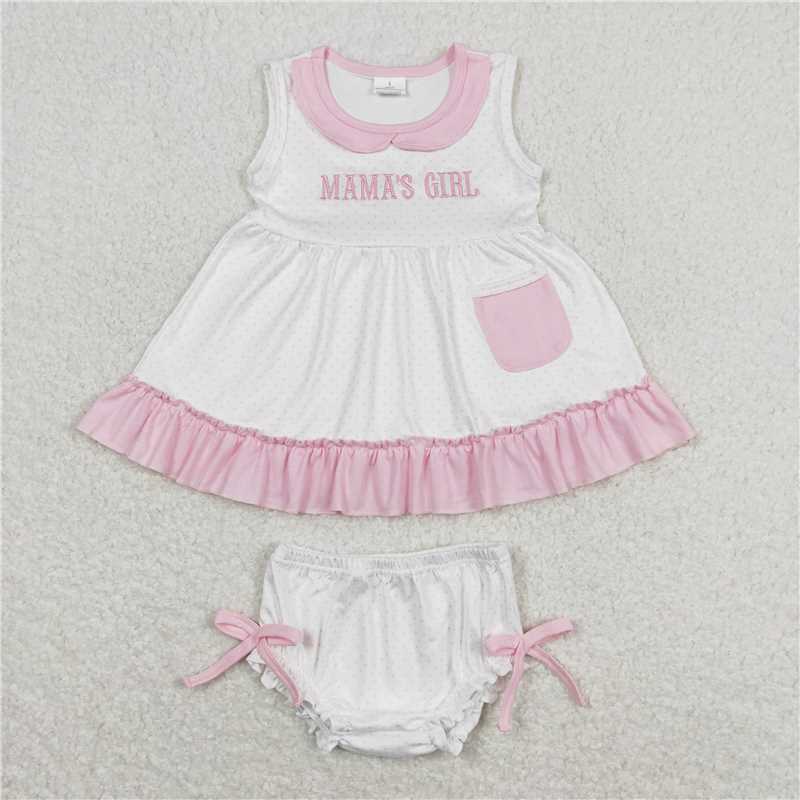 GBO0280 Baby Girls Polka Dots Mama's Girl Tunic Top Bummies Clothes Sets