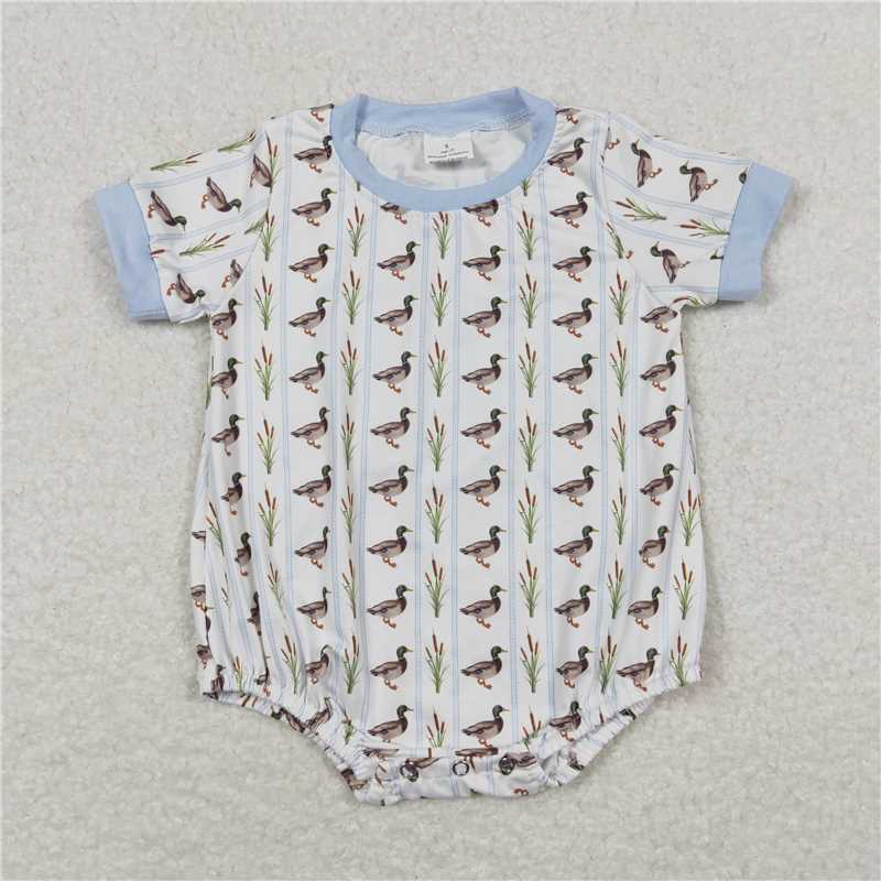 USA Warehouse (IN STOCK) SR1067 Baby Infant Boys Duck Stripes Short Sleeve Rompers