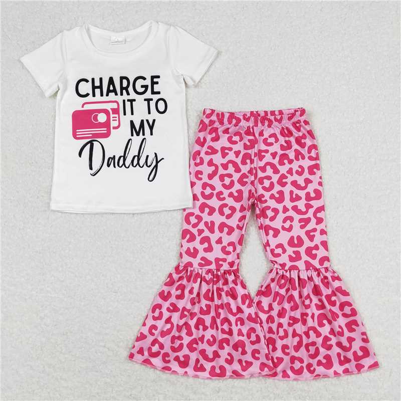 GSPO1447 charge it to my daddy white short-sleeved leopard print trousers suit