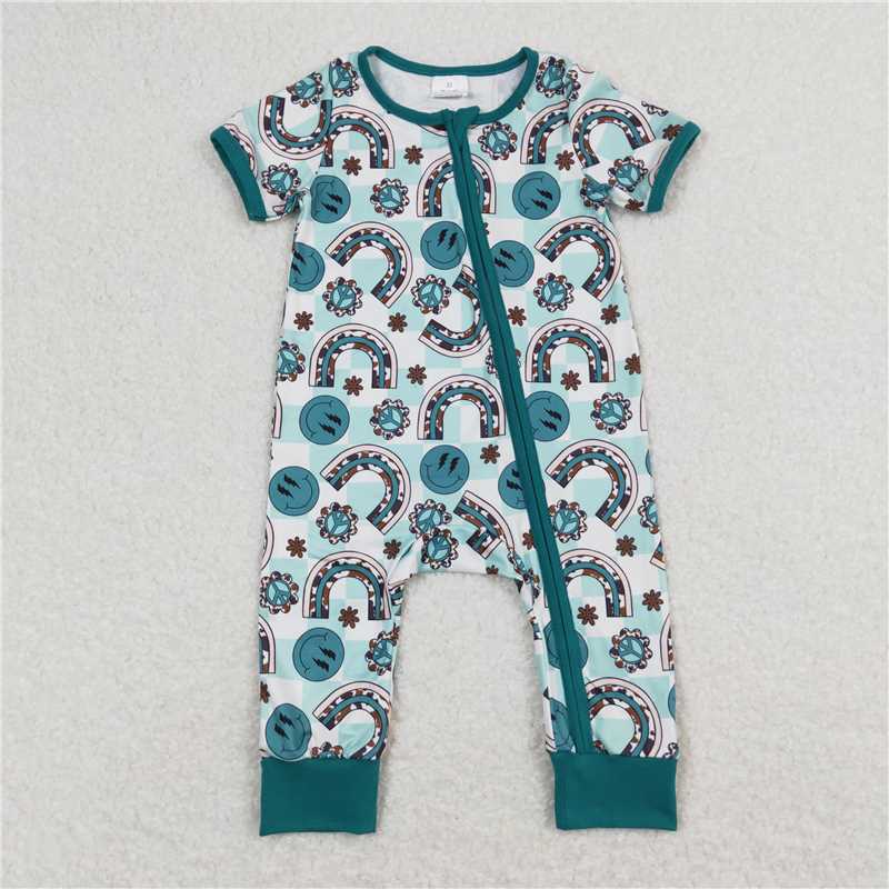 SR1021 Baby Infant Kids Rainbow Smile Zip Sleepers Rompers