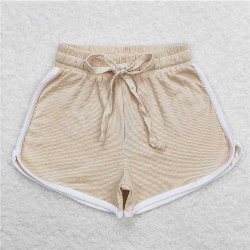 SS0295 Baby Girls Light Brown Color Summer Sports Design Shorts