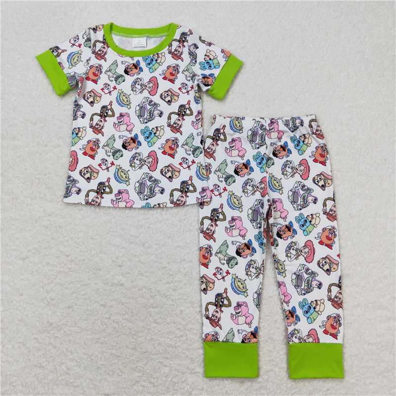 BSPO0321 Baby Boys Toys Green Shirts Pants Pajamas Clothes Sets