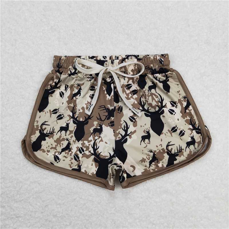 SS0144 Mommy and Me Baby Girls Green Deer Hunting Summer Shorts Bottoms