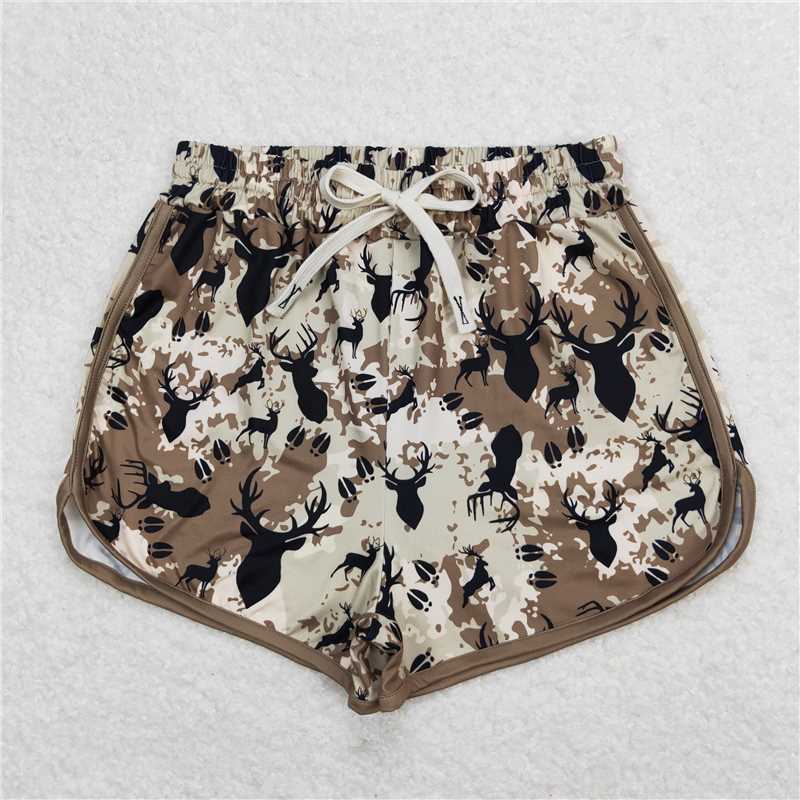 SS0145 Adult Women Green Deer Hunting Summer Shorts