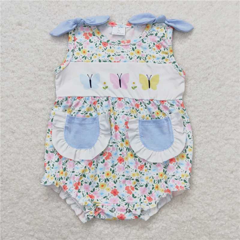 SR1192 Baby Girls Floral Butterfly Sibling Sister Dress Romper Clothes Sets