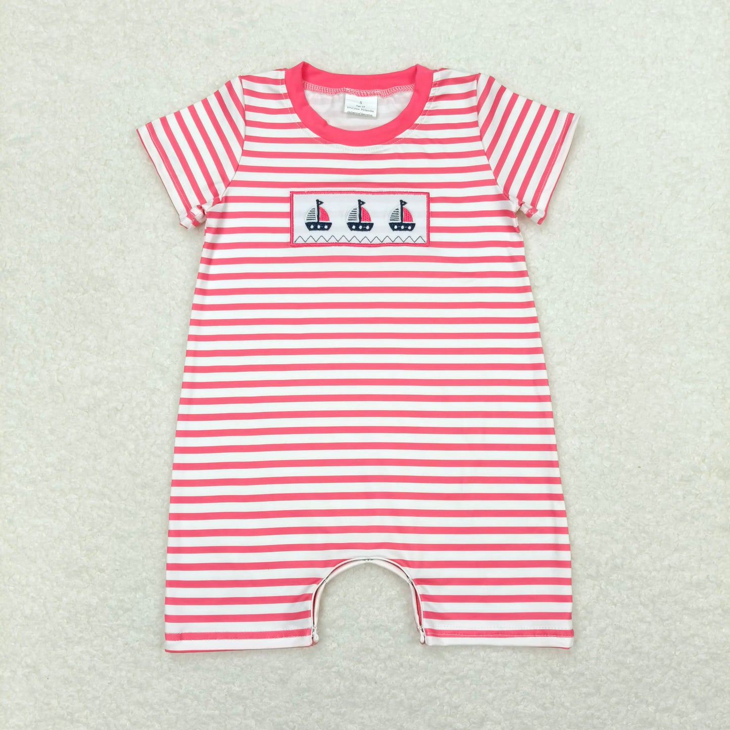 SR1028 Baby Infant Boys Boats Stripes Short Sleeve Summer Rompers