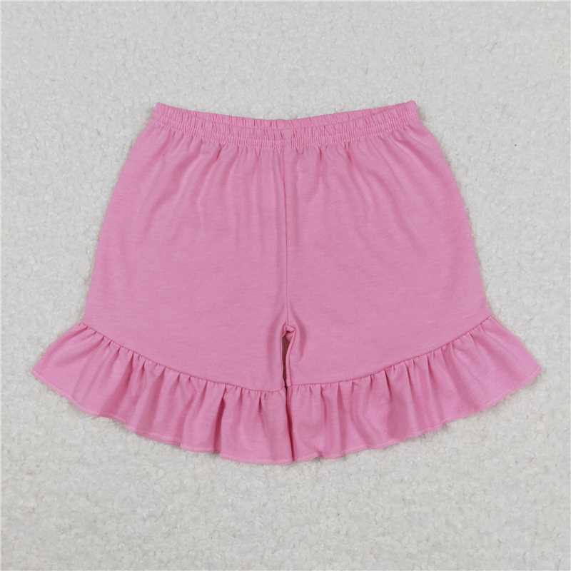 SS0271 Baby Girls Pink One Ruffle Summer Shorts