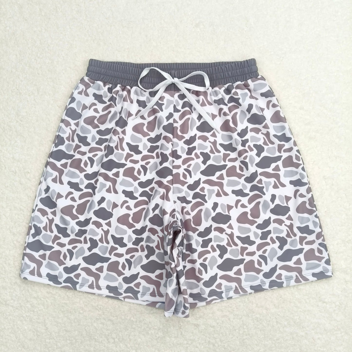 USA Shop (in stock)S0403   Adult Man Grey Camo Bottom Trunk Drawstrings Shorts Swimwear
