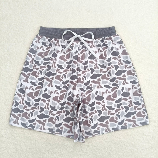 USA Shop (in stock)S0403   Adult Man Grey Camo Bottom Trunk Drawstrings Shorts Swimwear