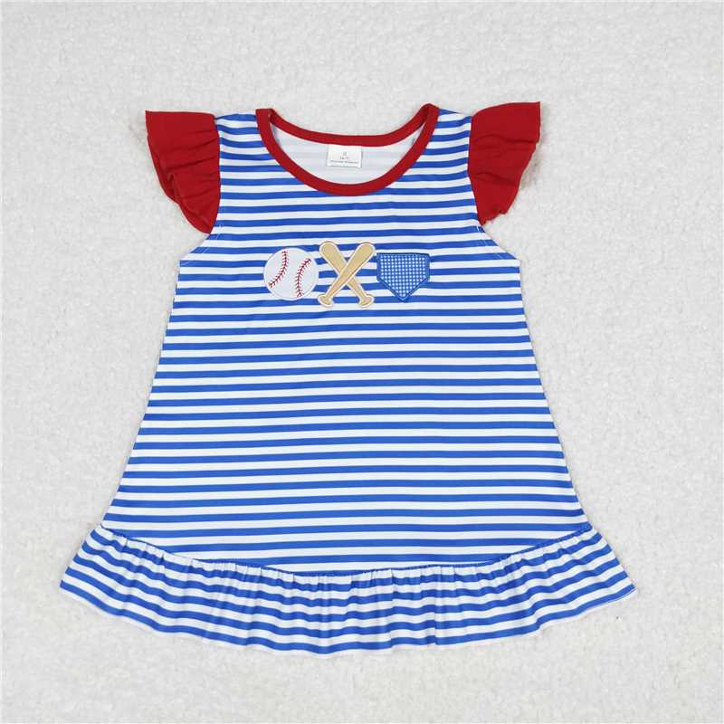 GT0560 Baby Girls Baseball Navy Striped Top