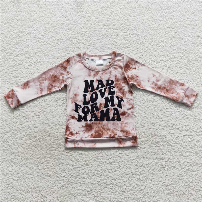 GT0279 Baby Girls Love Mama Long Sleeve Tie Dye Tee Shirt Tops