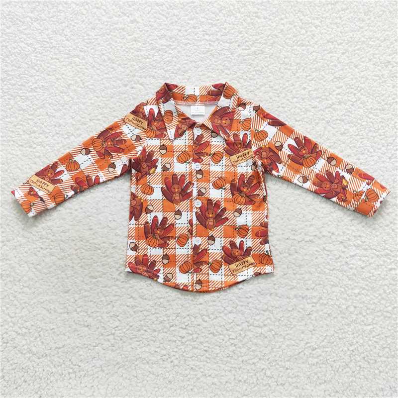 BT0255 Baby Boys Turkey Long Sleeve Shirts Pullover Tops