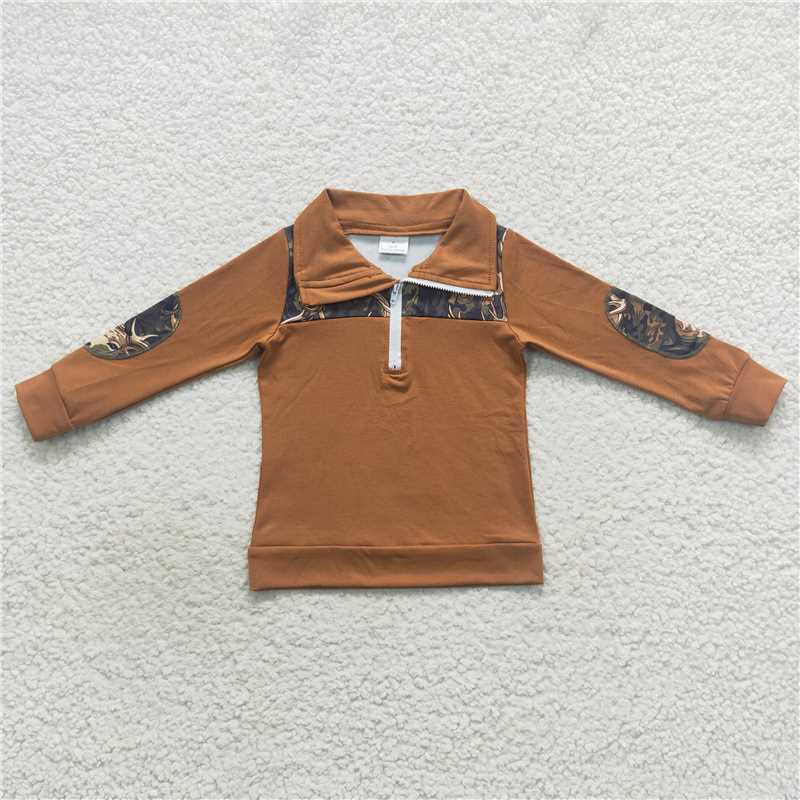 BT0305 Baby Boys Hunting Camo Deer Long Sleeve Elbow Pullover Tee Shirt TopS
